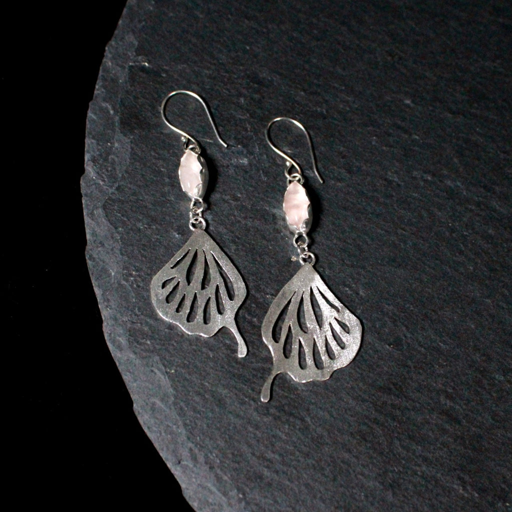 Rose Quartz Butterfly Wing Earrings