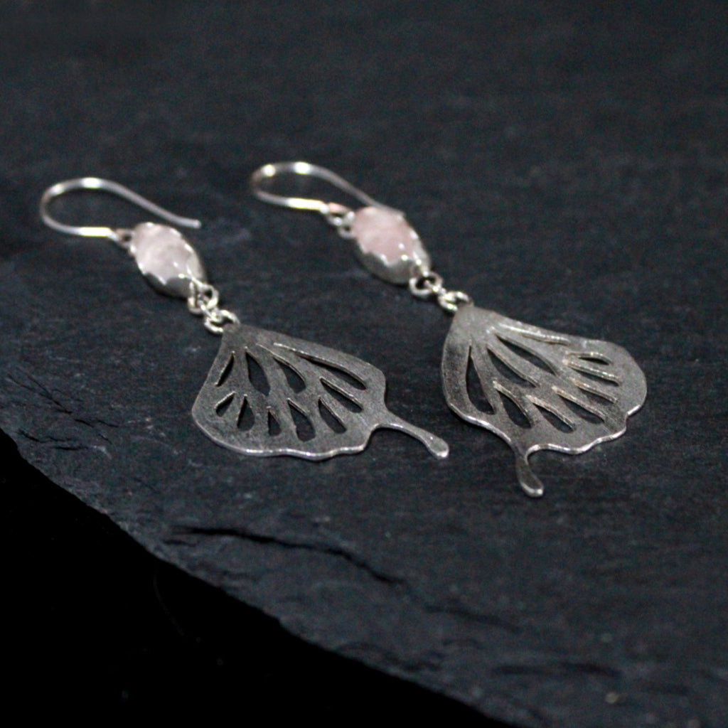 Rose Quartz Butterfly Wing Earrings