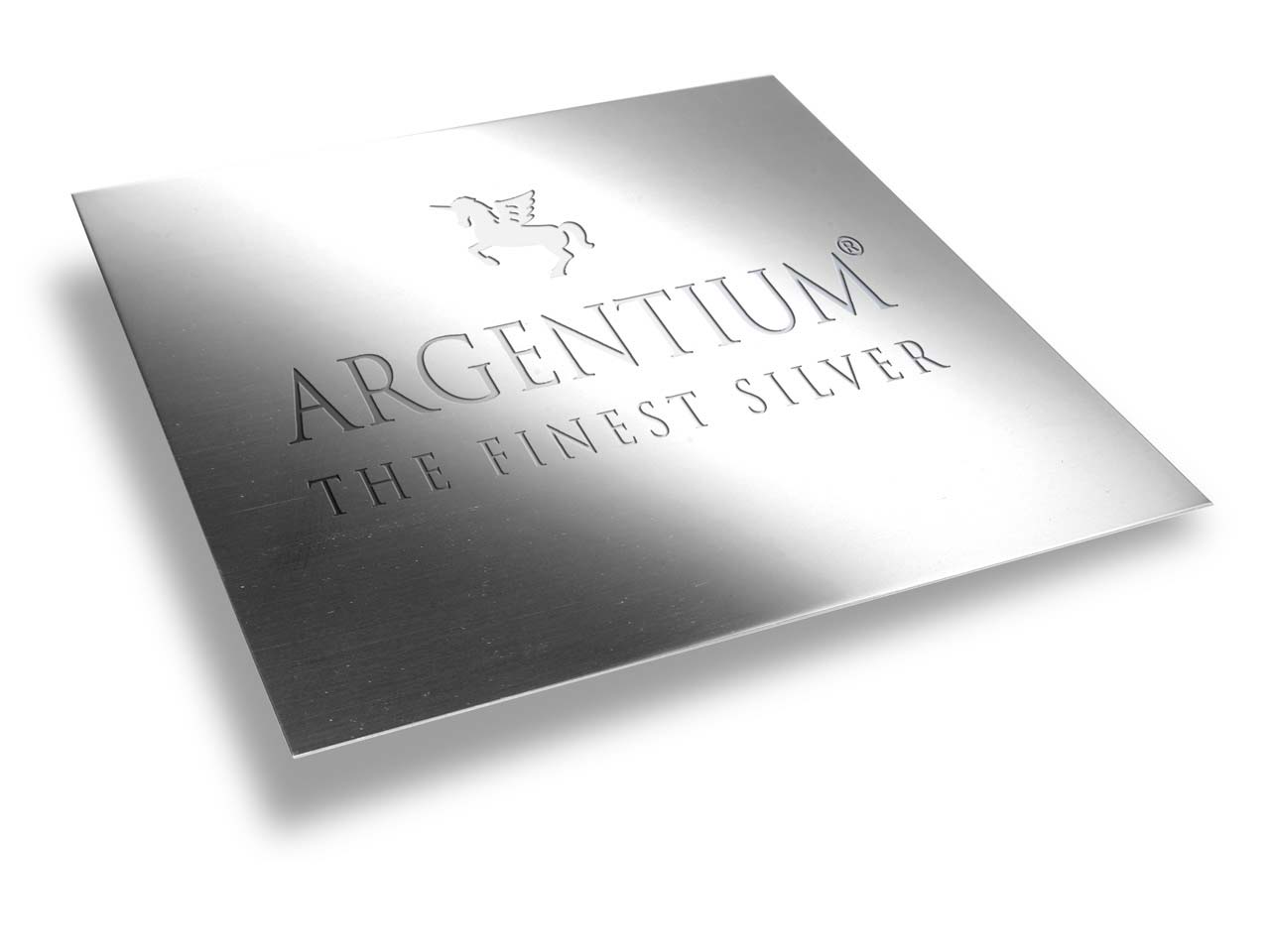 Argentium silver sheet metal with Argentium the Finest Silver and unicorn logo