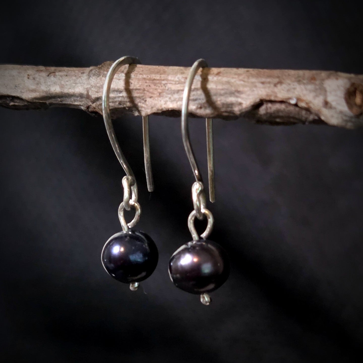 Black Freshwater Pearl Earrings