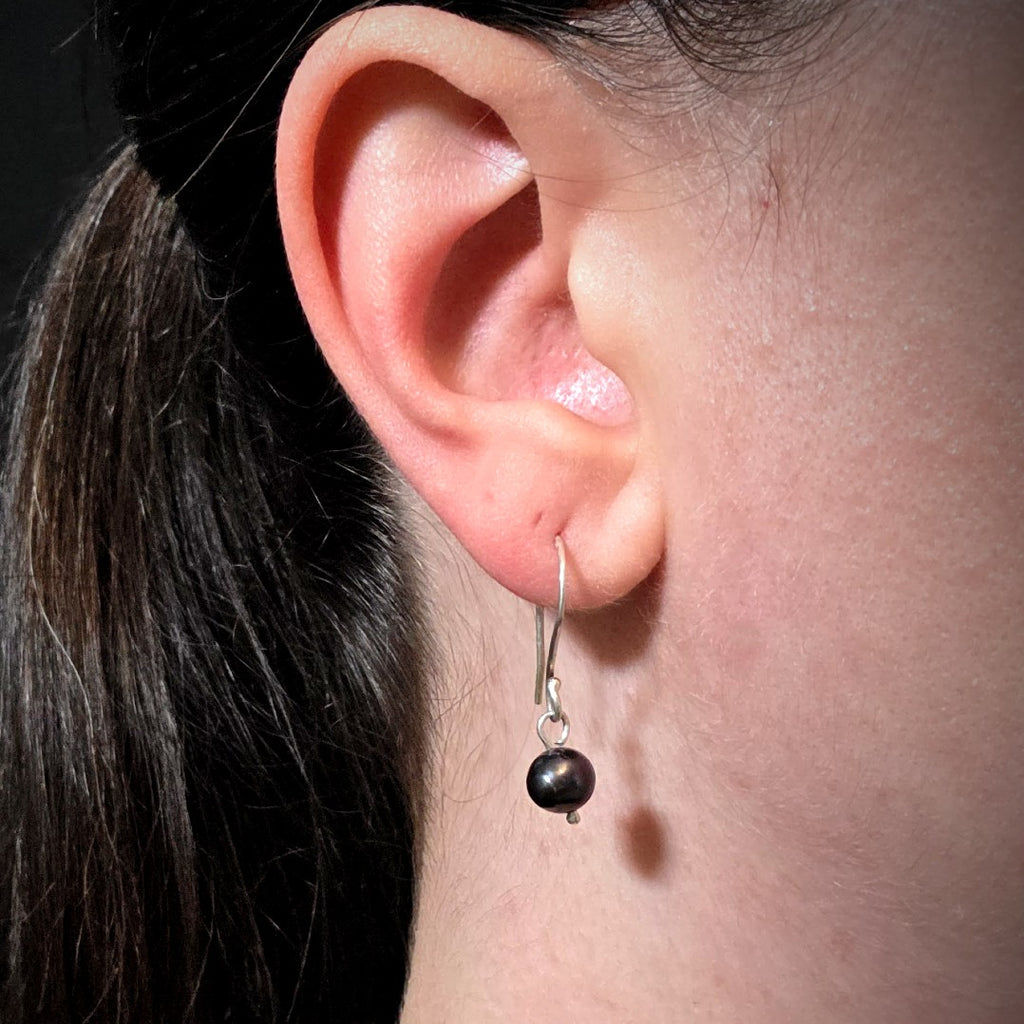 Black Freshwater Pearl Earrings