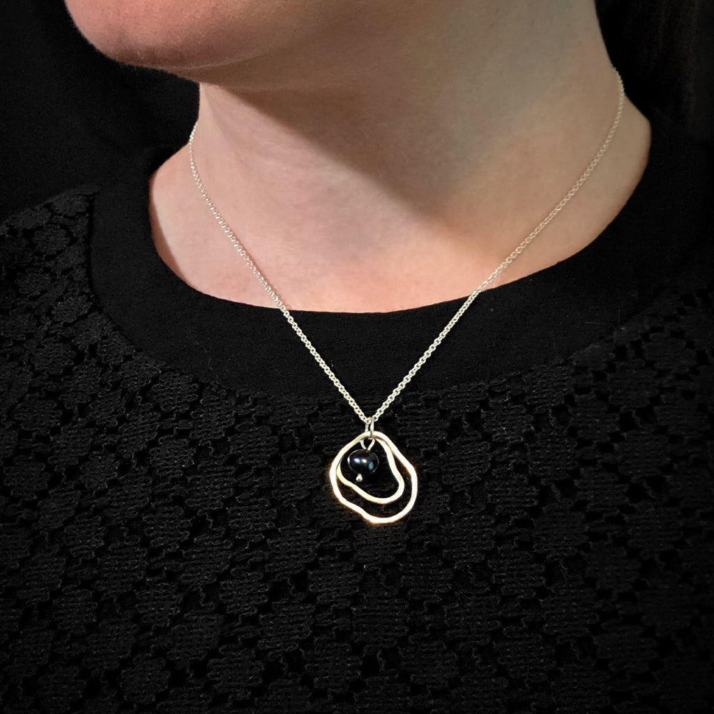 Black Freshwater Pearl Ripple Necklace
