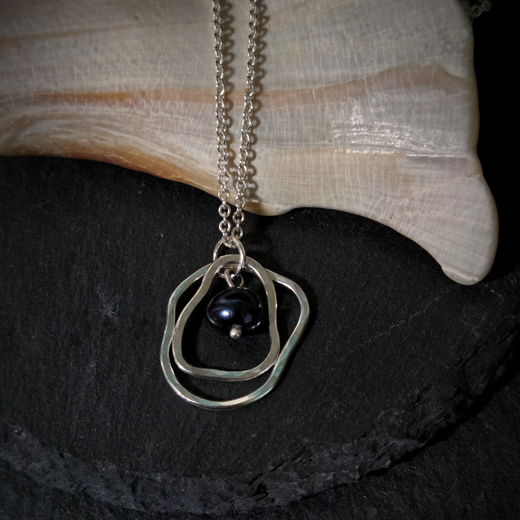 Black Freshwater Pearl Ripple Necklace