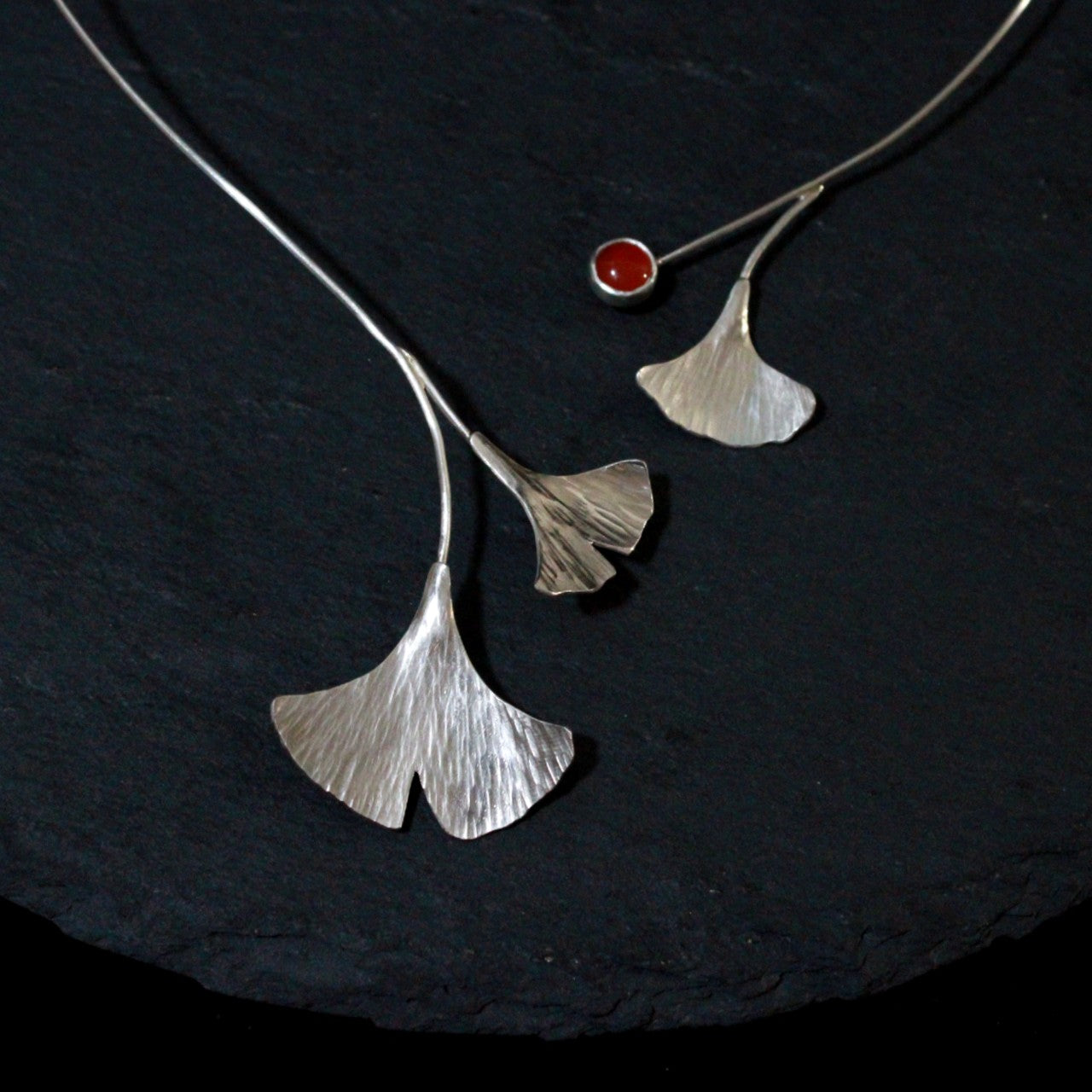 Carnelian Ginkgo Leaf Collar
