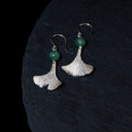 Chrysoprase Ginkgo Leaf Earrings