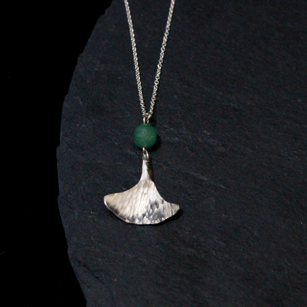 Chrysoprase Ginkgo Leaf Necklace