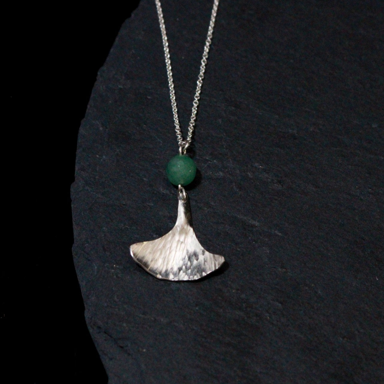 Chrysoprase Ginkgo Leaf Necklace