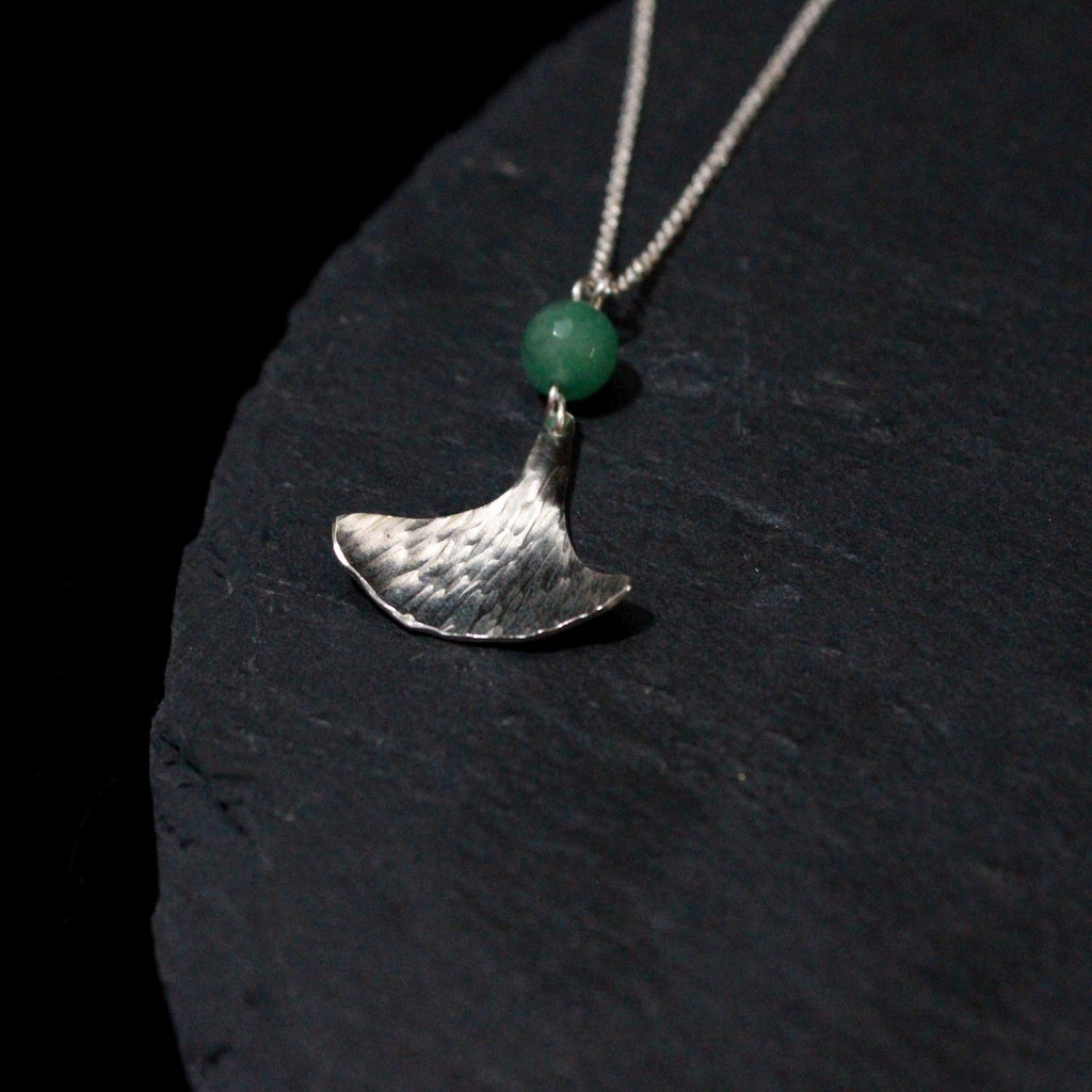 Chrysoprase Ginkgo Leaf Necklace