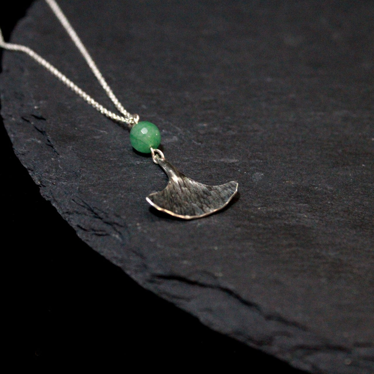 Chrysoprase Ginkgo Leaf Necklace