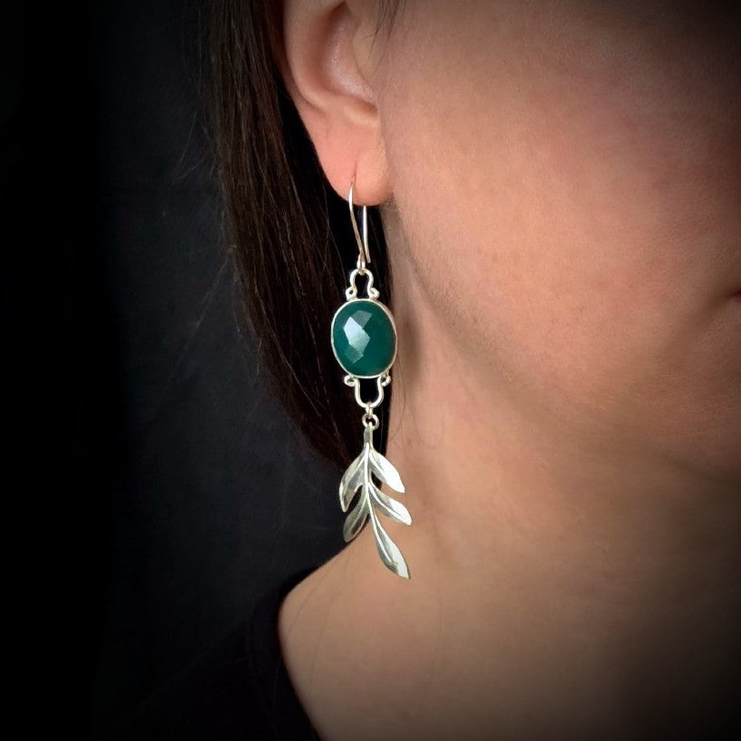 Chrysoprase Leaf Earrings
