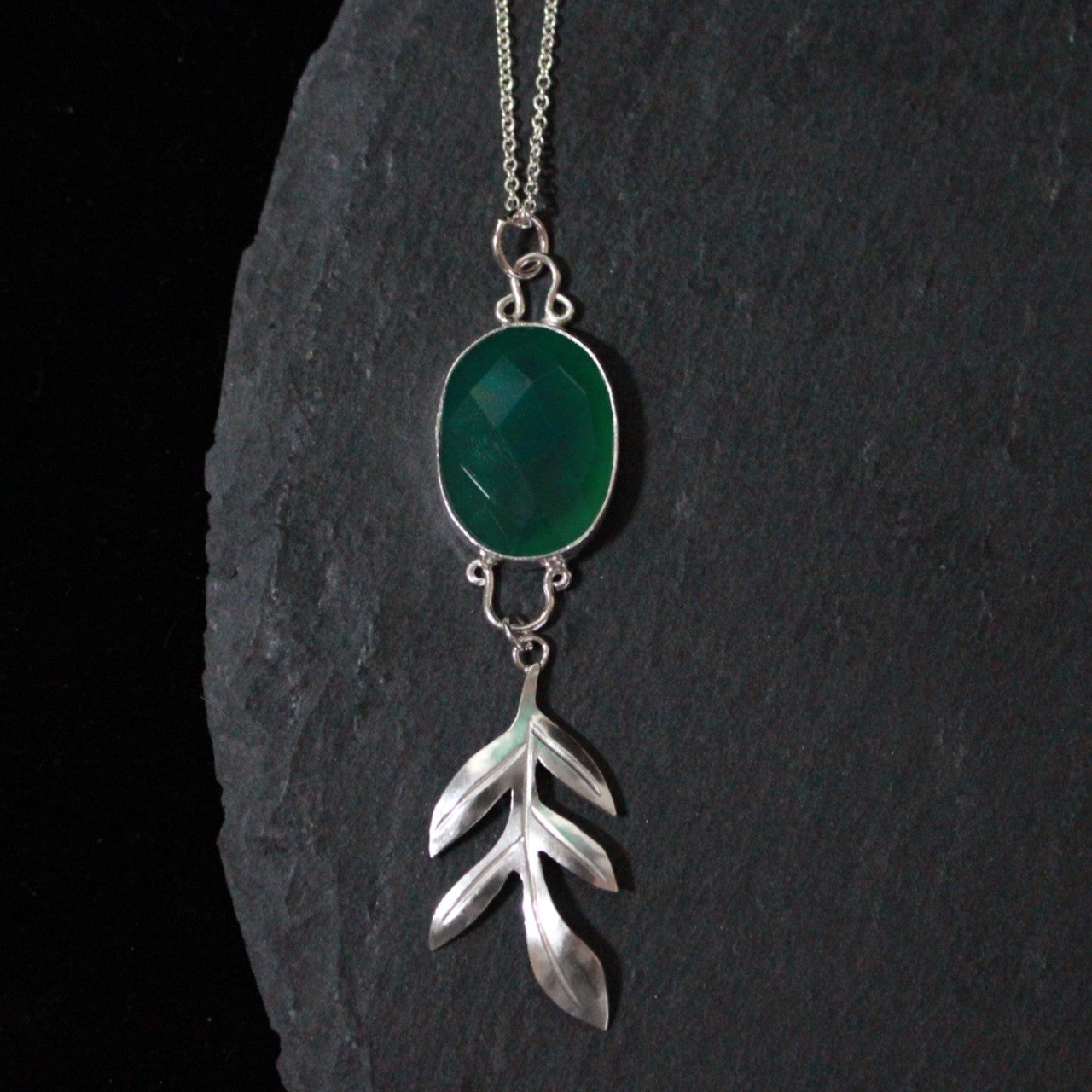 Chrysoprase Leaf Necklace
