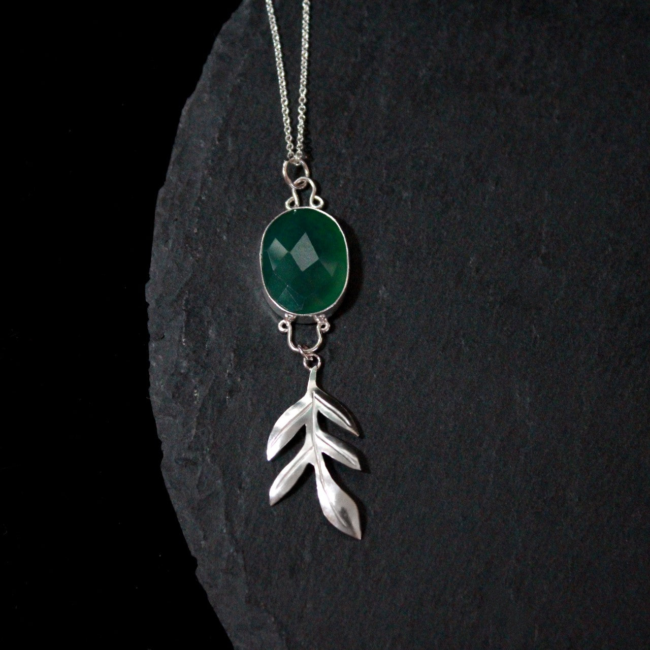 Chrysoprase Leaf Necklace