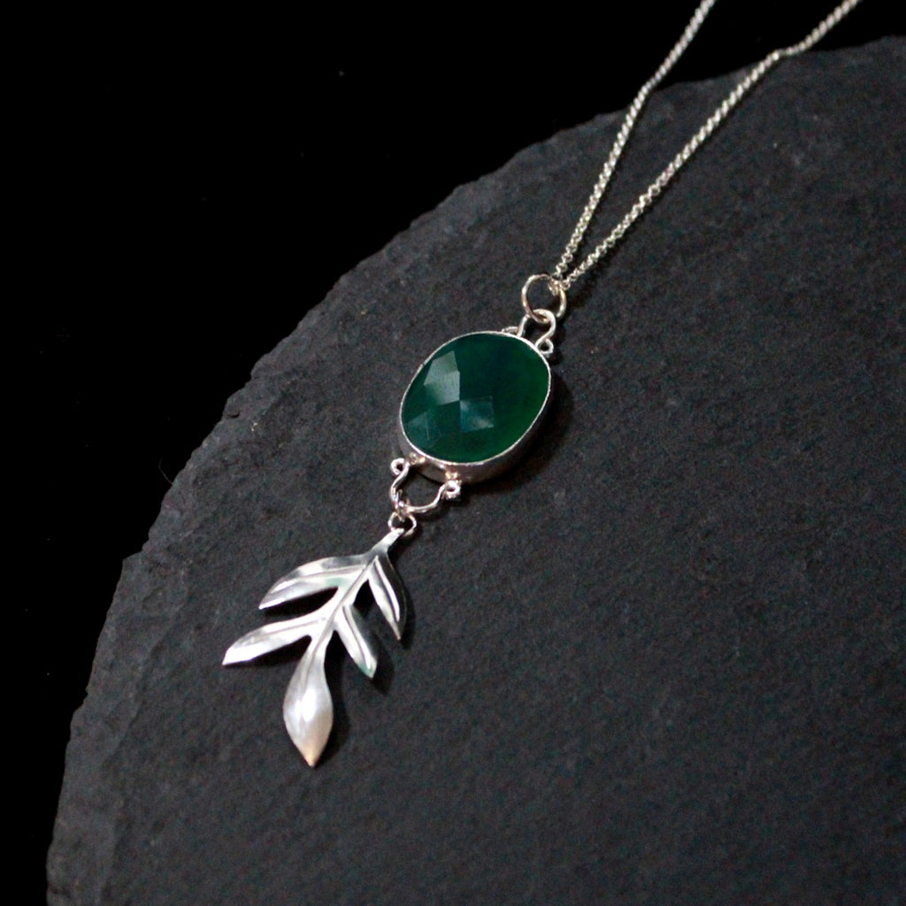 Chrysoprase Leaf Necklace