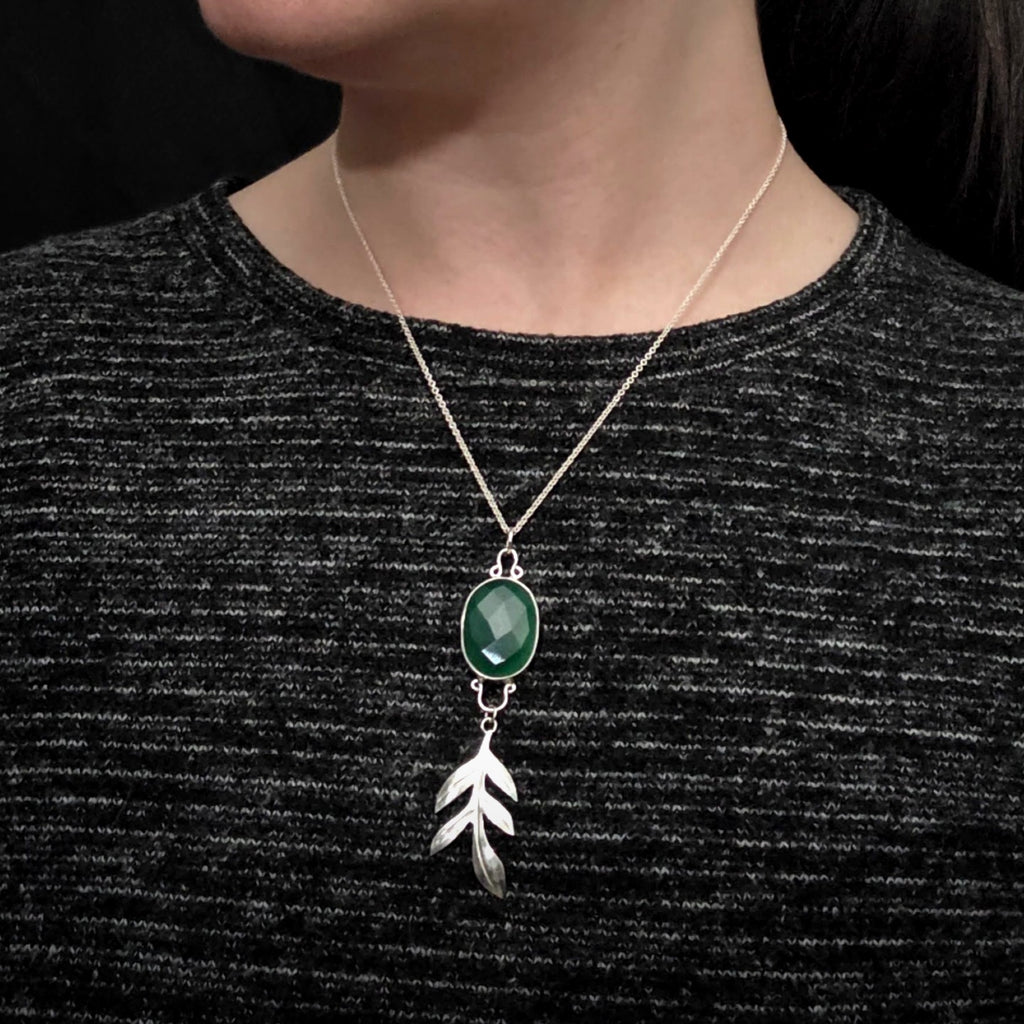 Chrysoprase Leaf Necklace