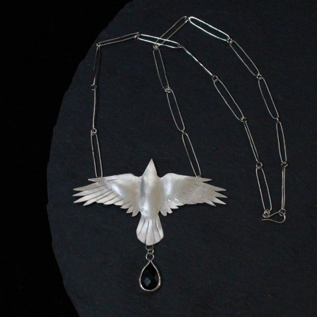 Black Onyx Crow Necklace