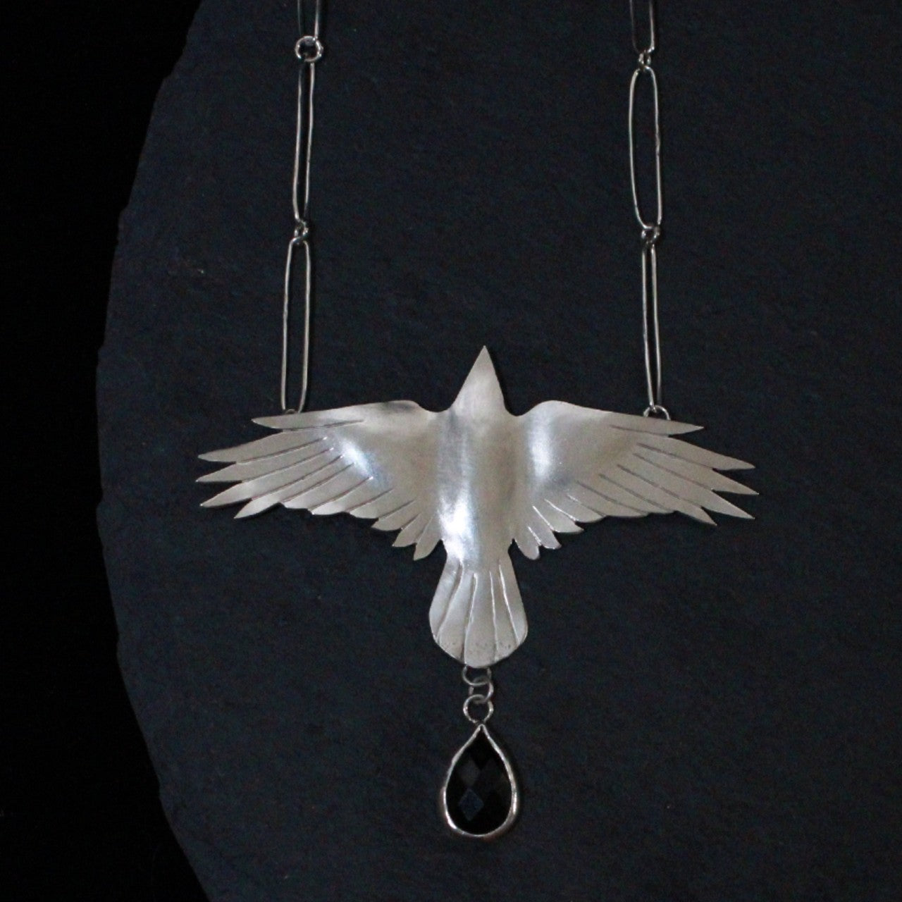 Black Onyx Crow Necklace