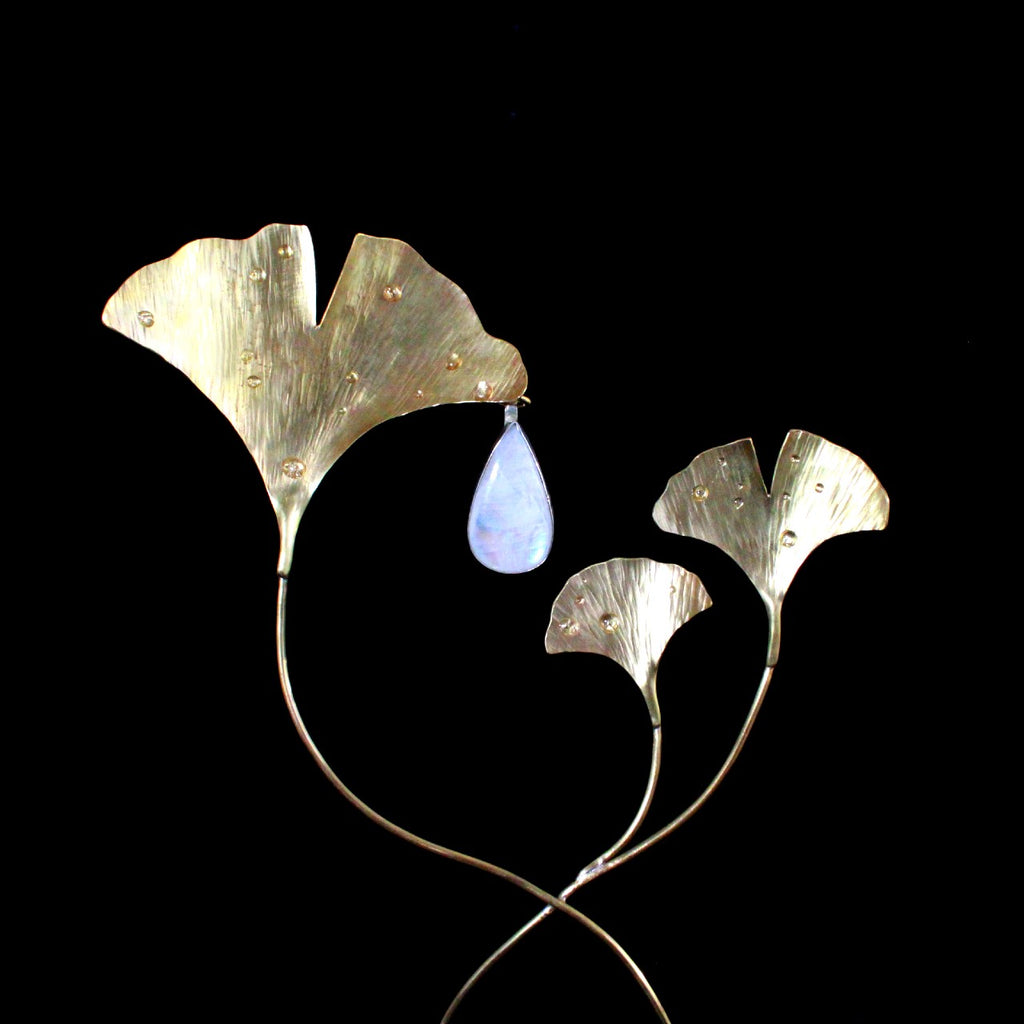 Ginkgo Leaf Moonstone Sculpture