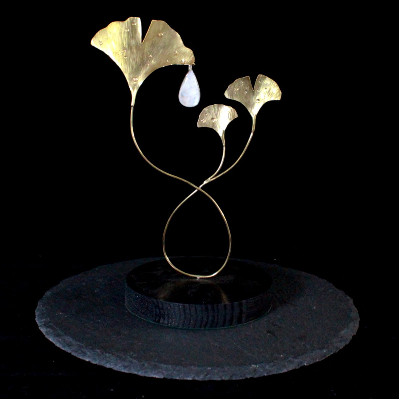 Ginkgo Leaf Moonstone Sculpture