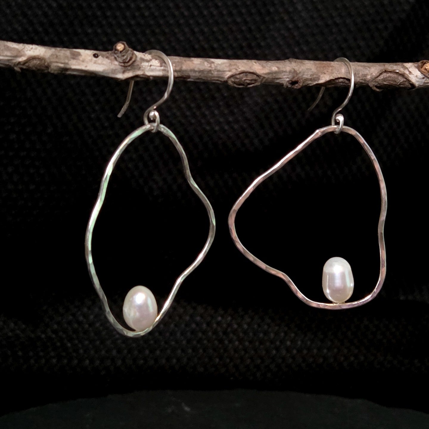 Freshwater Pearl Hoop Ripple Earrings
