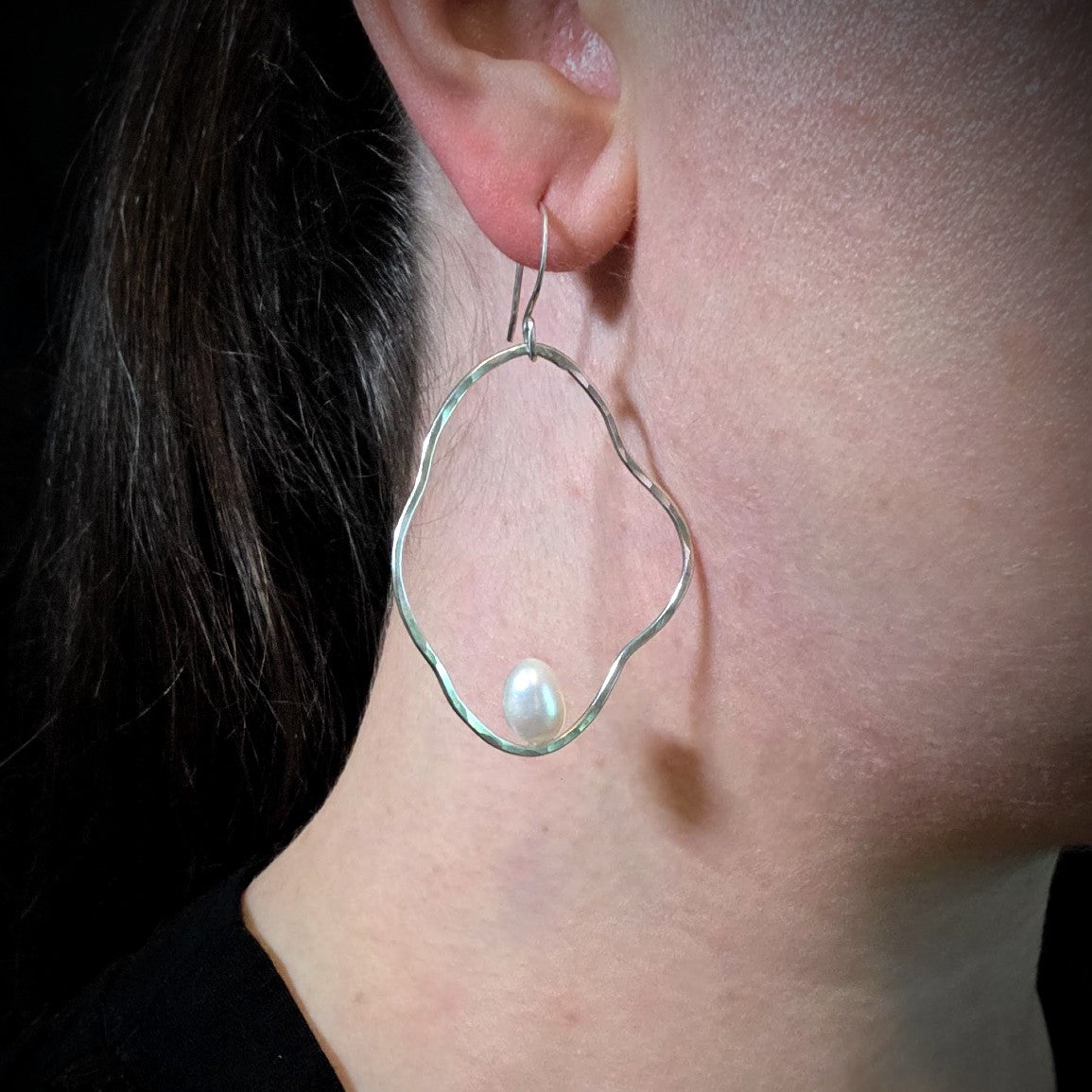 Freshwater Pearl Hoop Ripple Earrings