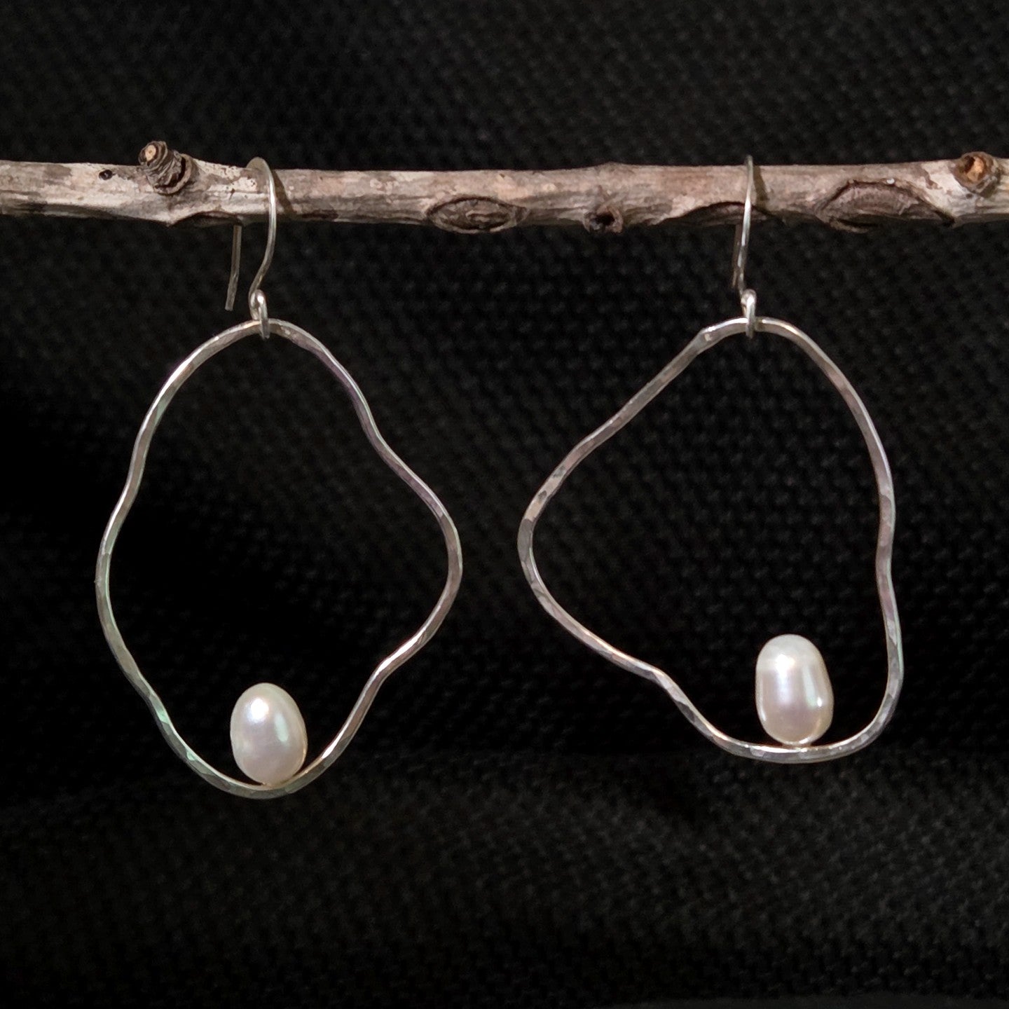 Freshwater Pearl Hoop Ripple Earrings