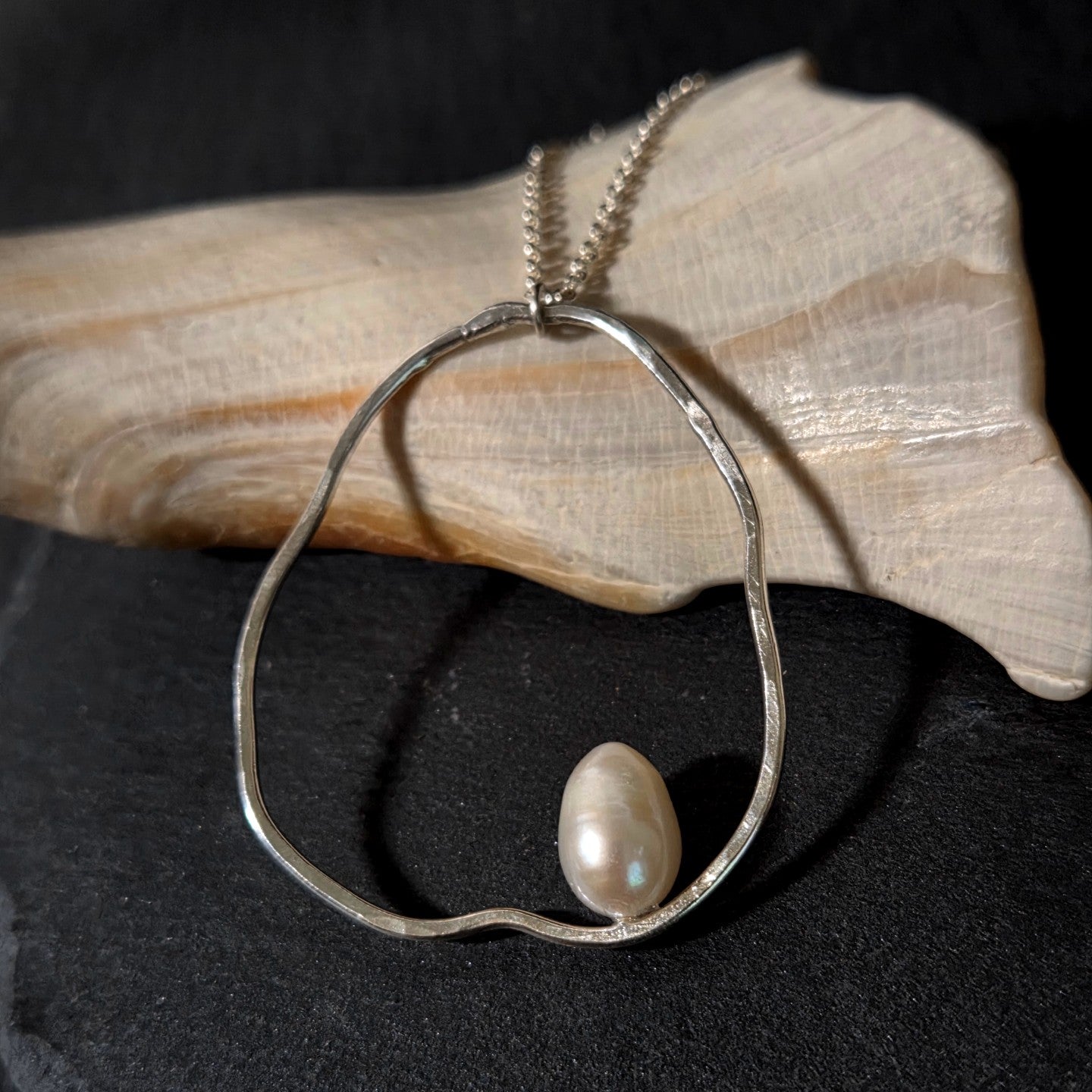 Freshwater Pearl Hoop Ripple Necklace – Ravena Metalworks