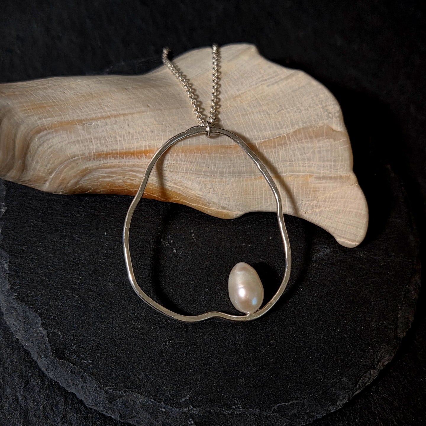 Freshwater Pearl Hoop Ripple Necklace – Ravena Metalworks