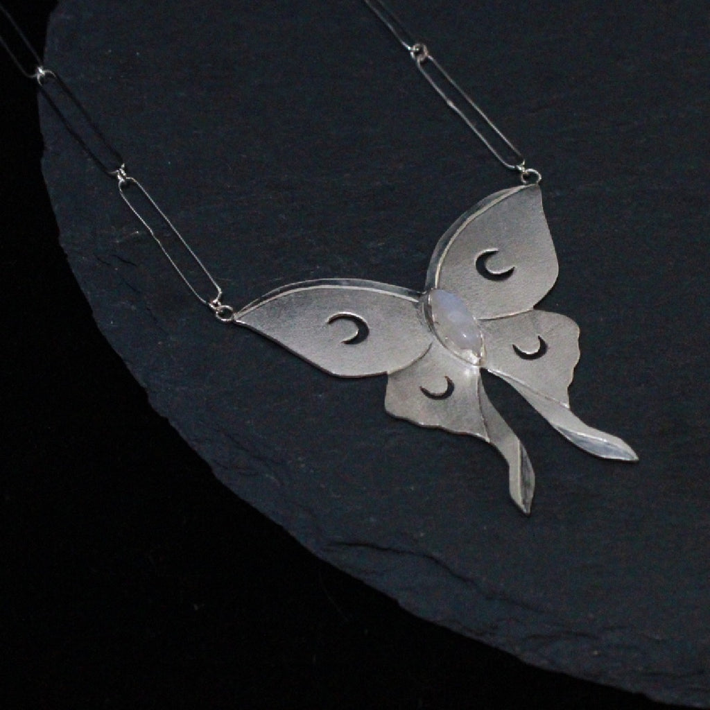 Moonstone Luna Moth Necklace