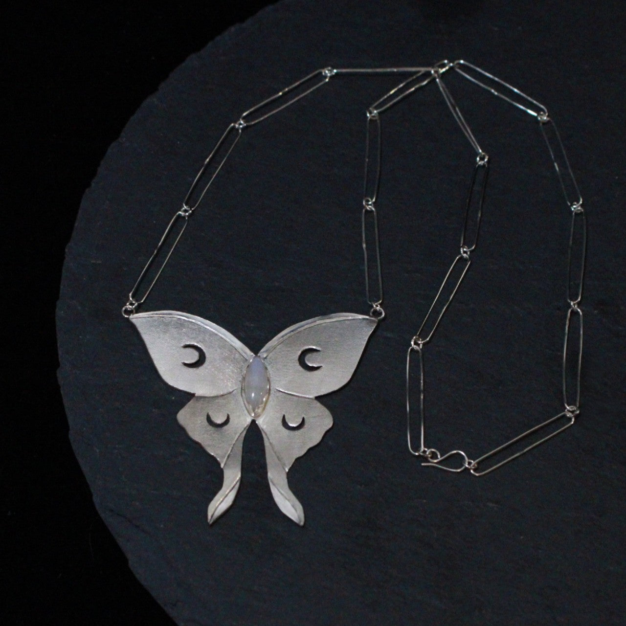 Moonstone Luna Moth Necklace