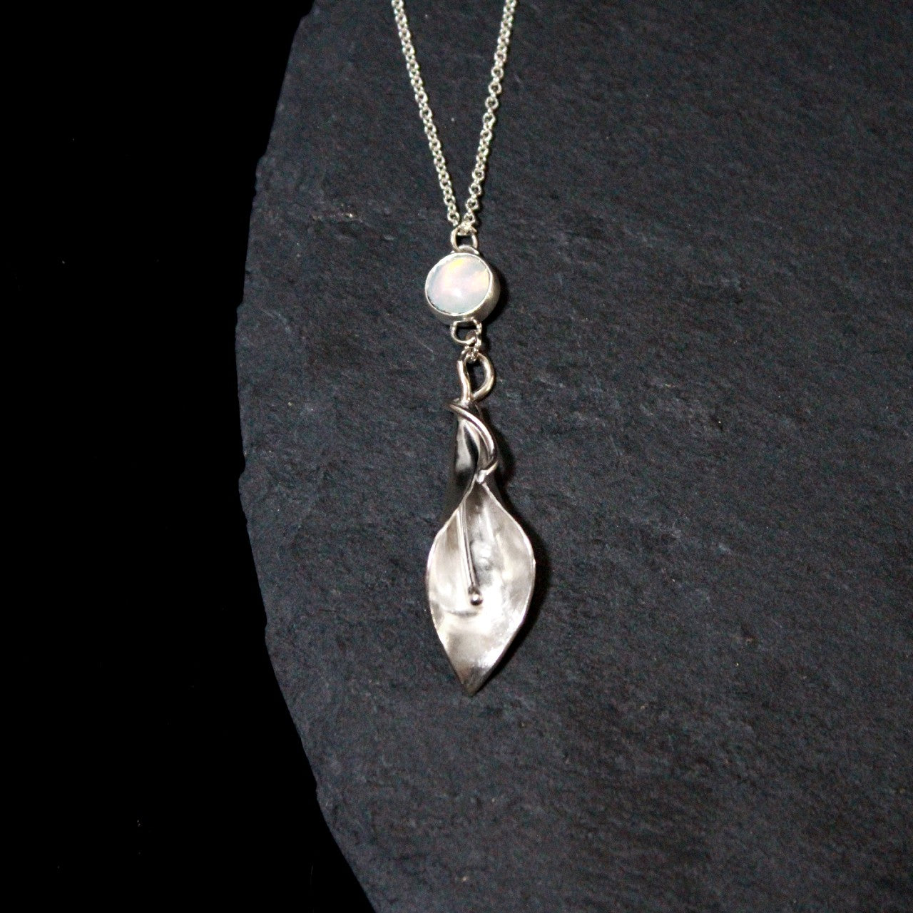 Opal Calla Lily Necklace