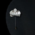 Argentium silver orchid lapel pin with white pearl