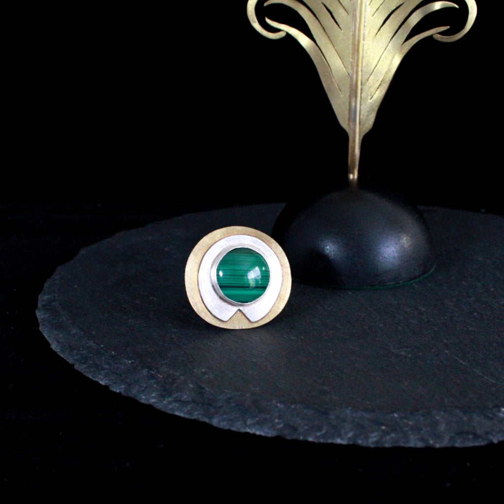 Malachite Peacock Sculpture Brooch