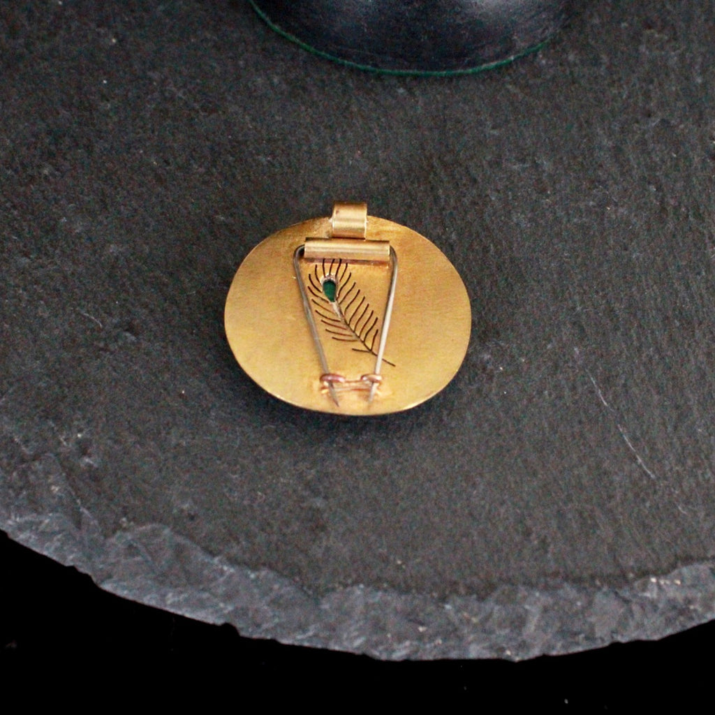 Malachite Peacock Sculpture Brooch