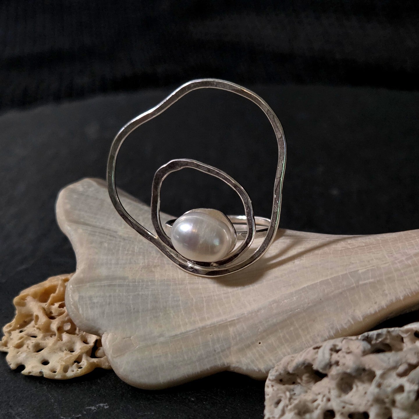 Freshwater Pearl Ripple Ring