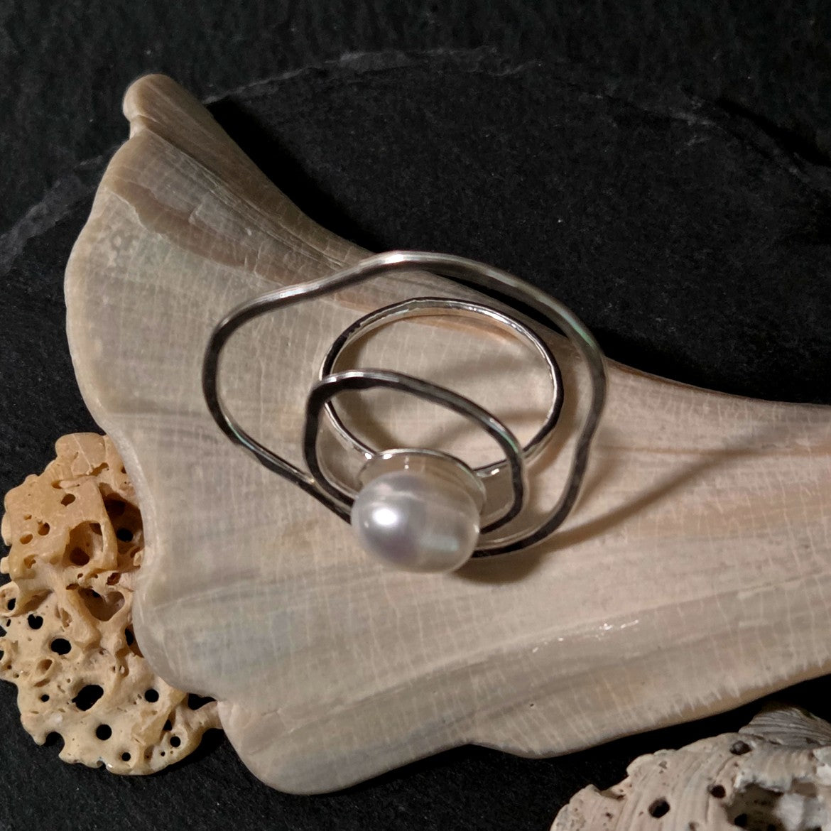 Freshwater Pearl Ripple Ring