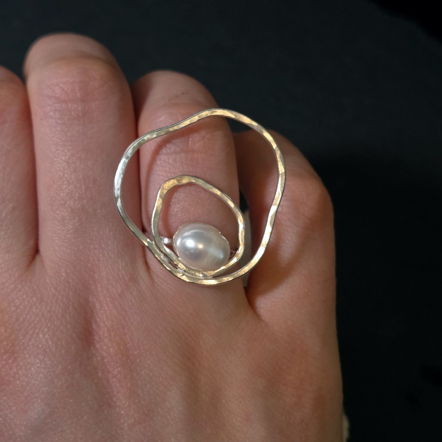Freshwater Pearl Ripple Ring