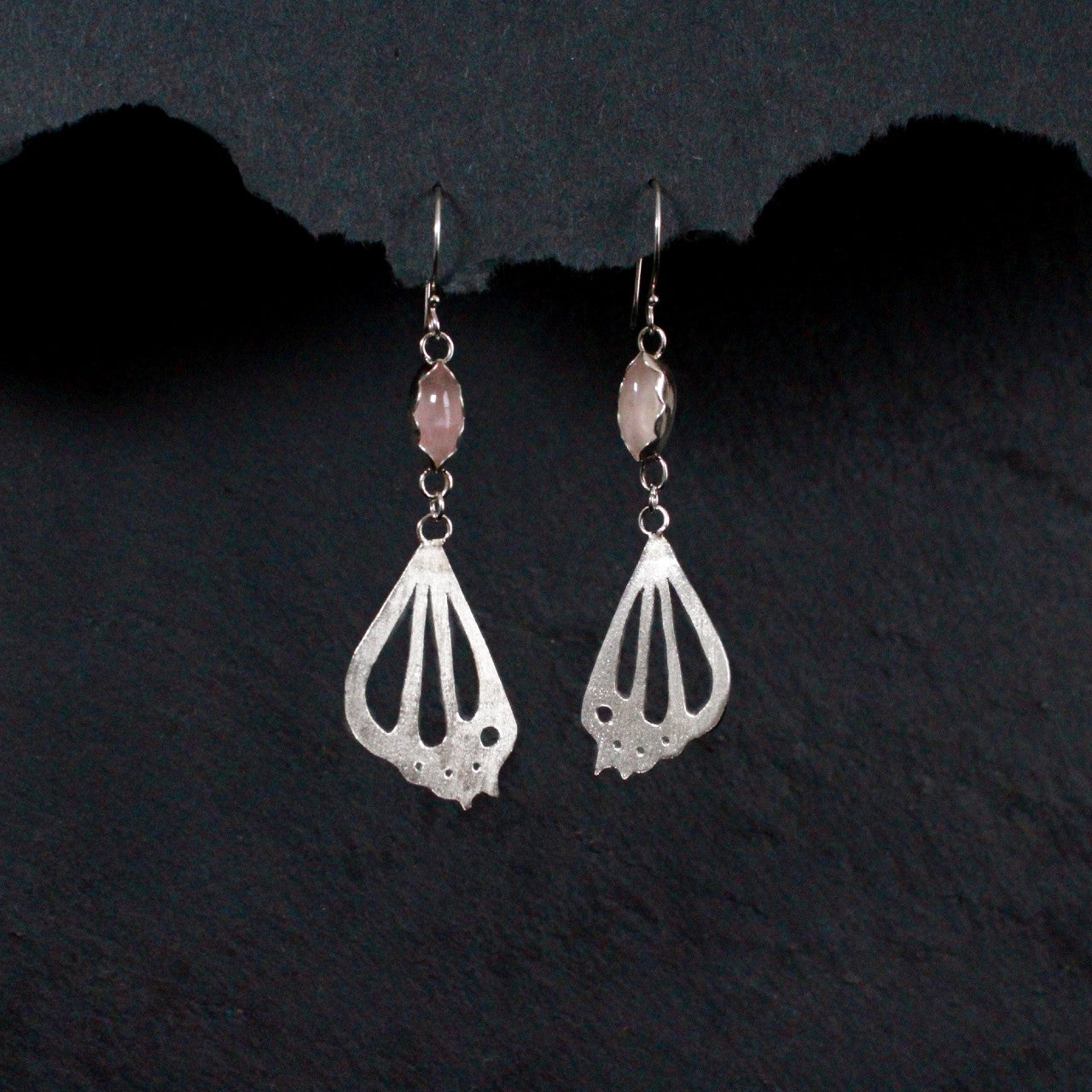 Rose Quartz Butterfly Wing Earrings