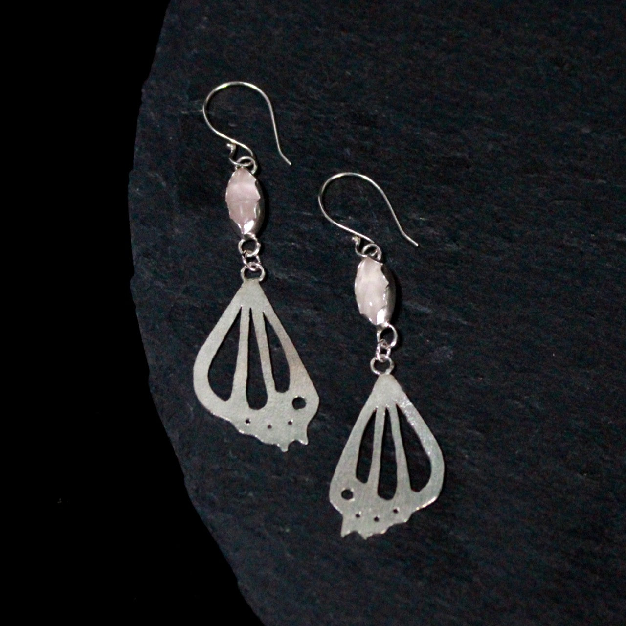 Rose Quartz Butterfly Wing Earrings