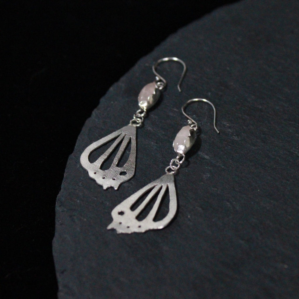 Rose Quartz Butterfly Wing Earrings