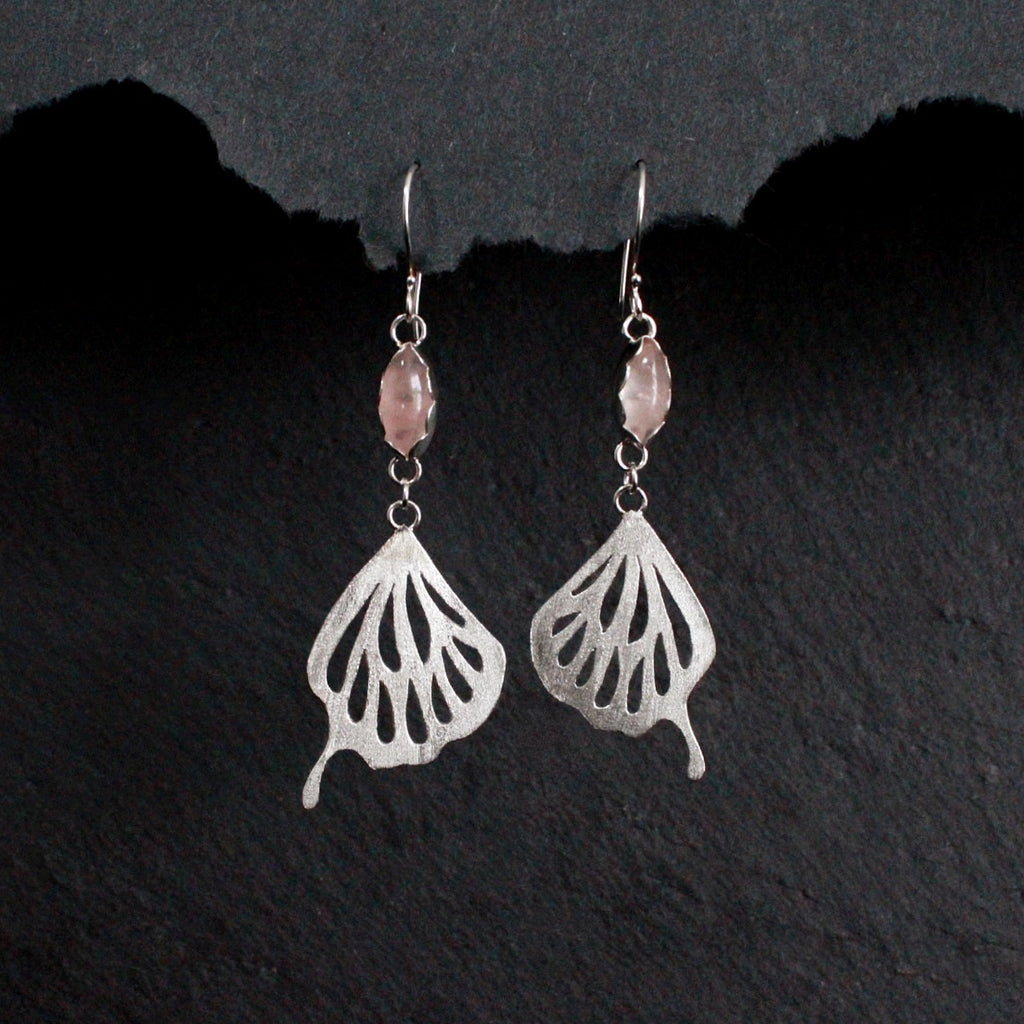 Rose Quartz Butterfly Wing Earrings