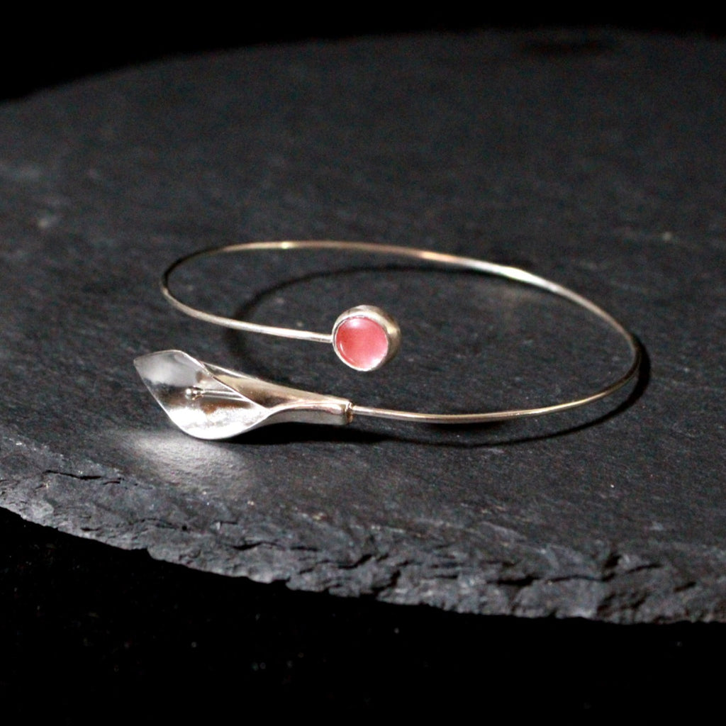 Rose Quartz Calla Lily Bracelet