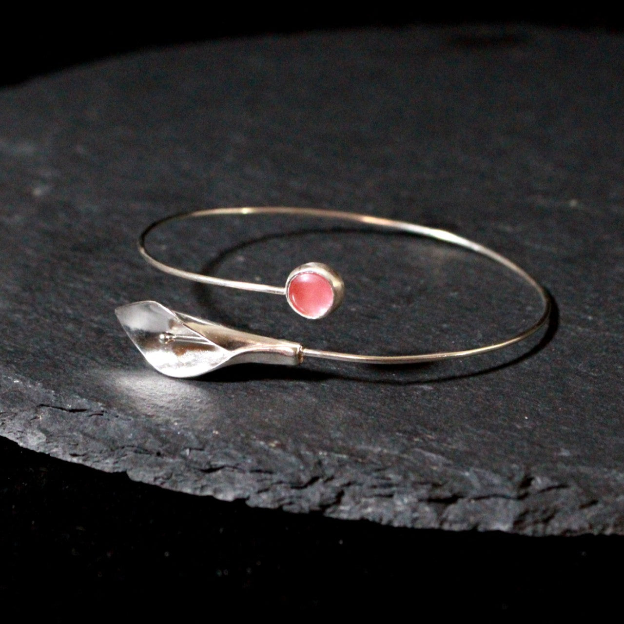 Rose Quartz Calla Lily Bracelet