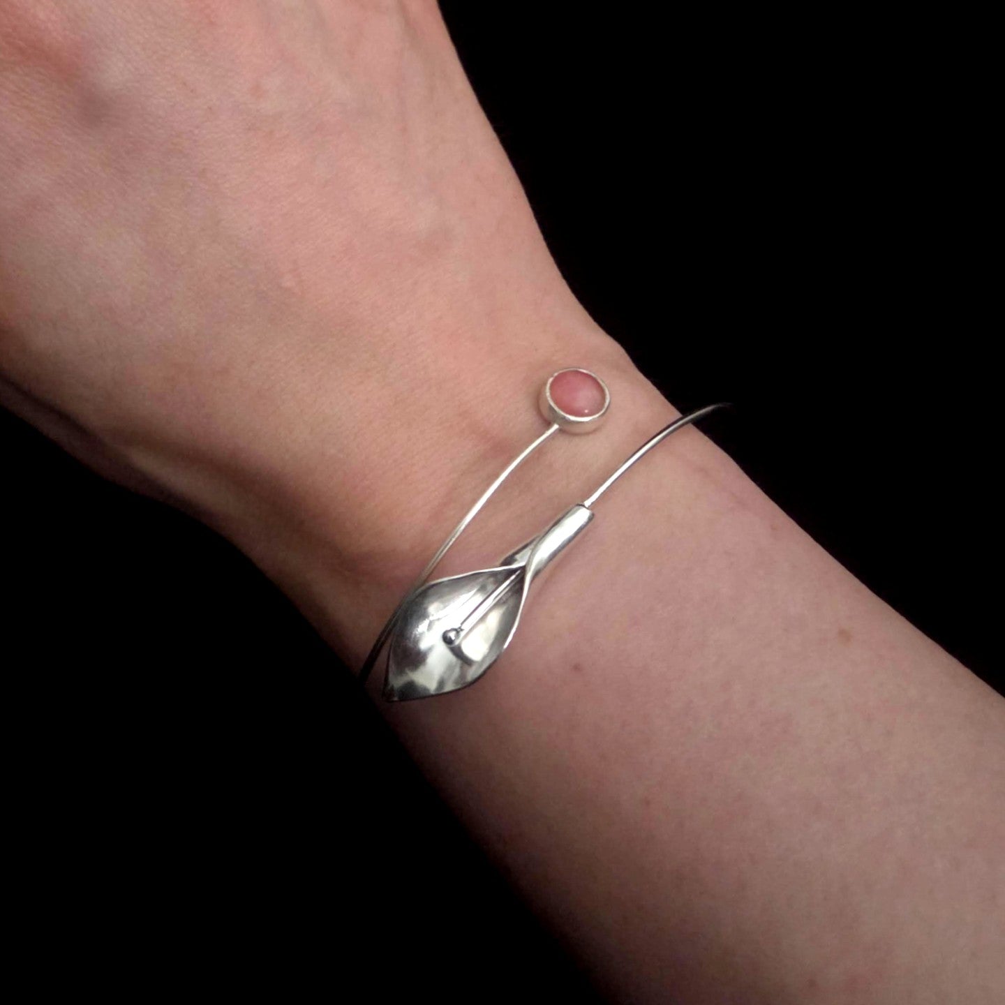 Rose Quartz Calla Lily Bracelet