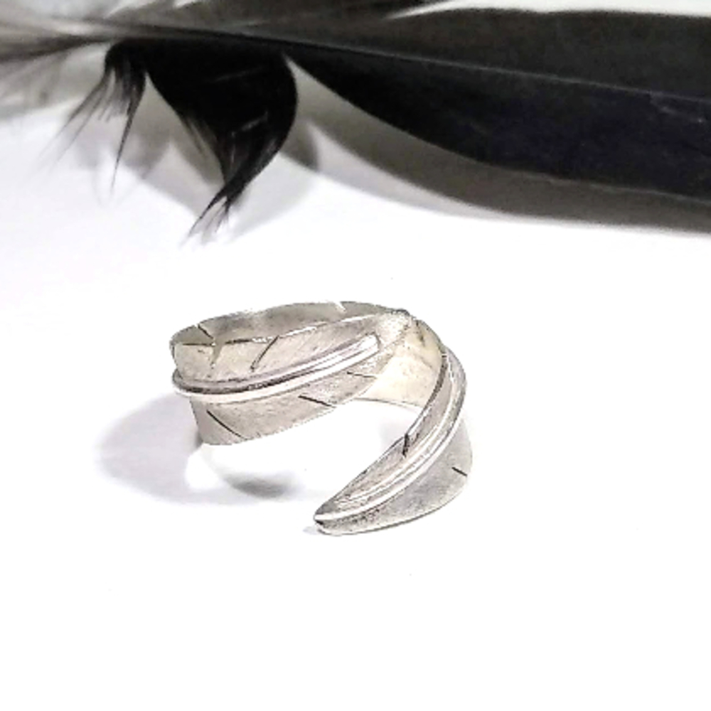 plume silver feather wrap ring 2