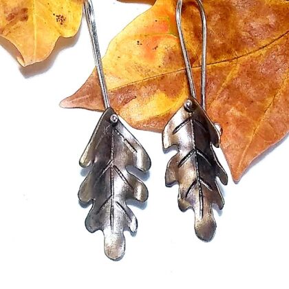 brass oak leaf earrings 2
