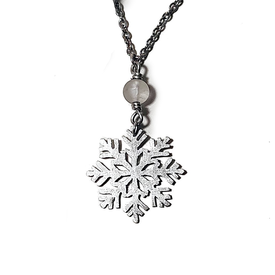 Women's 1/6CTW White Diamond Snowflake Pendant with Chain in Sterling Silver