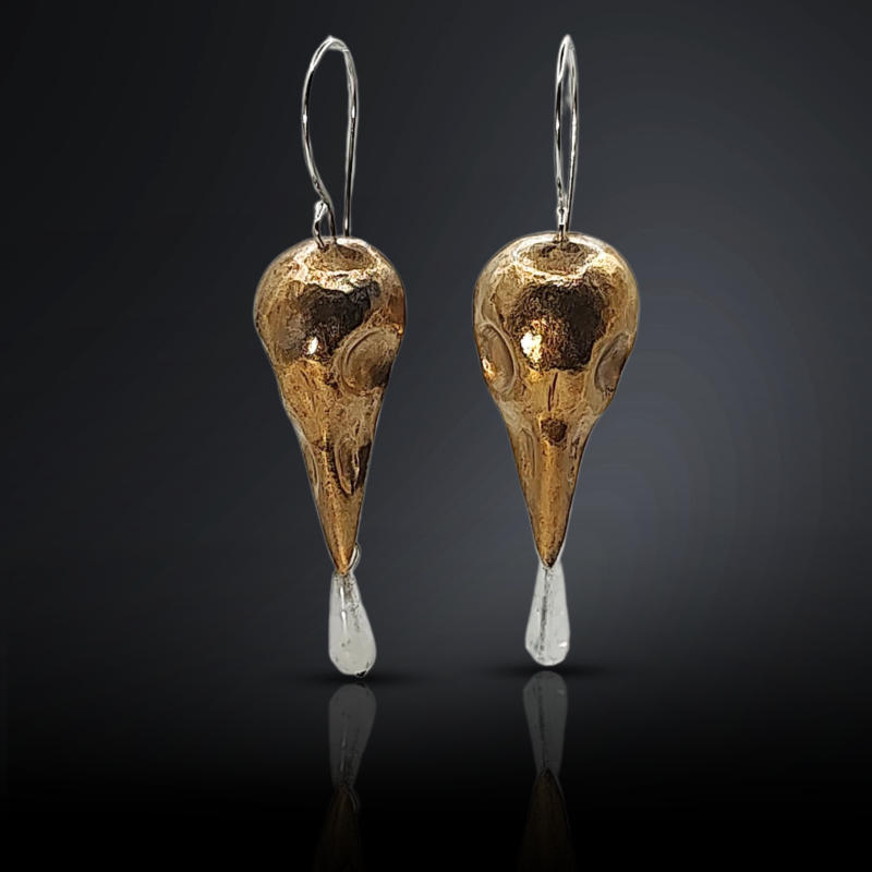 Moonstone Bird Skull Earrings